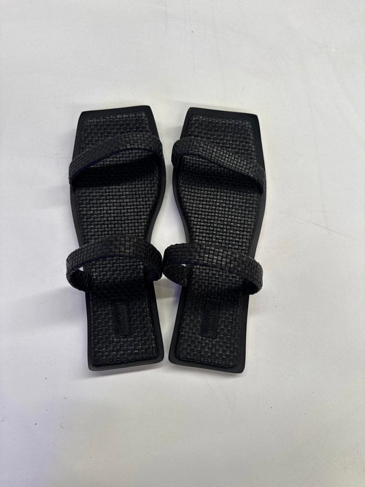 ST. AGNI Woven Two Strap Slide - Black
