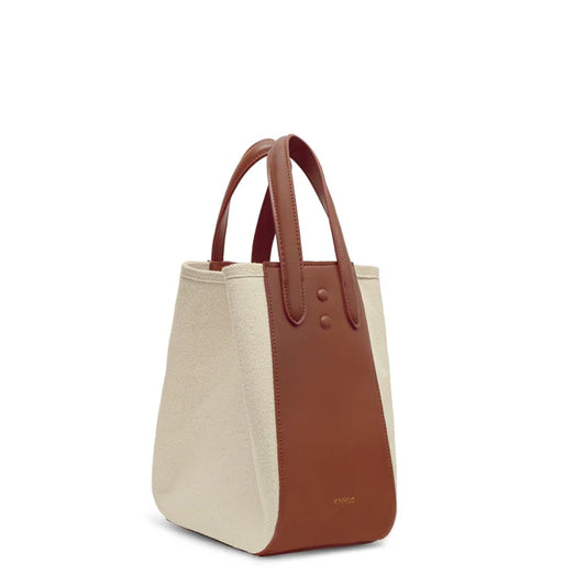 Eight mini leather canvas tan bag