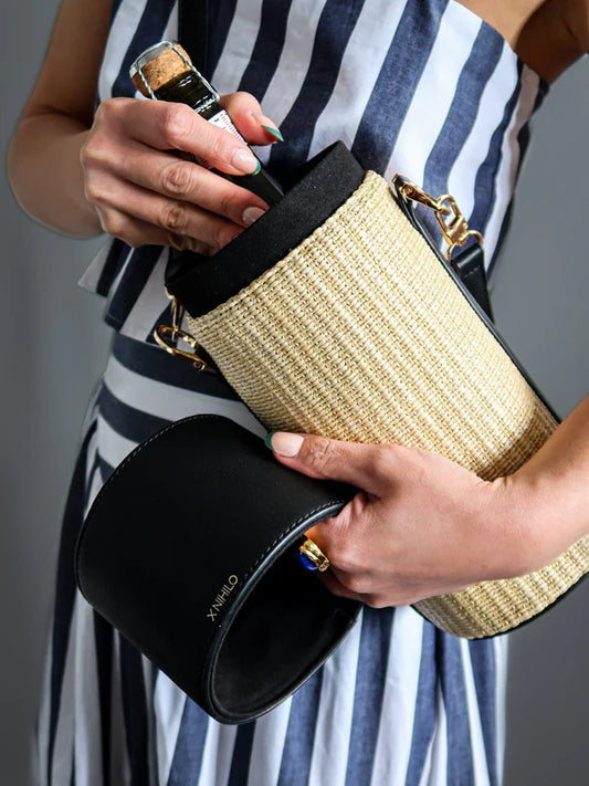 Wine Vegan Raffia Bag