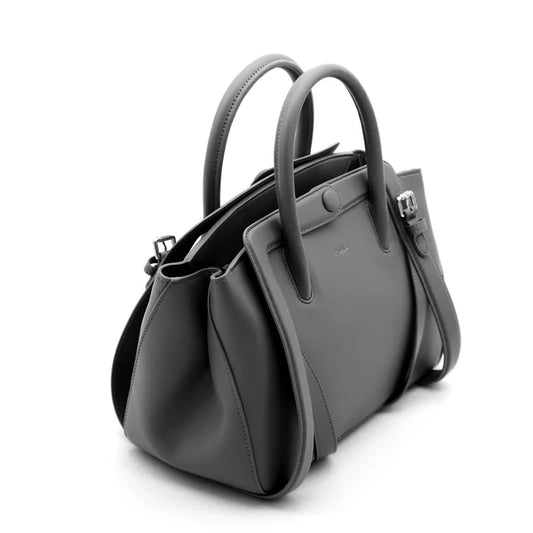 Number 5 leather charcoal handbag