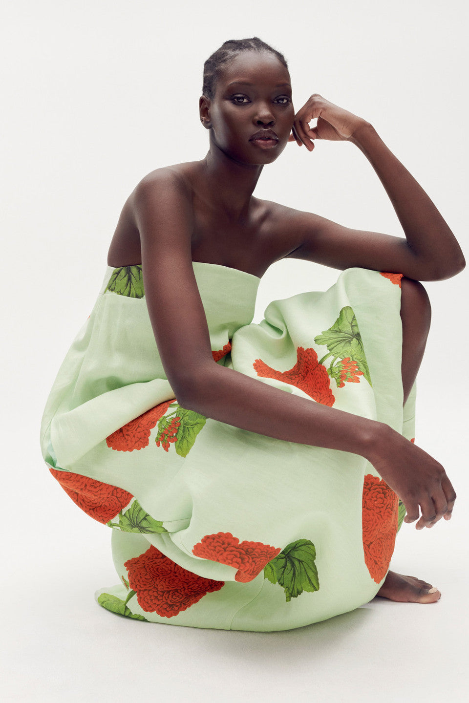 OROTON - POSIE GERANIUM PRINT GOWN - GREEN