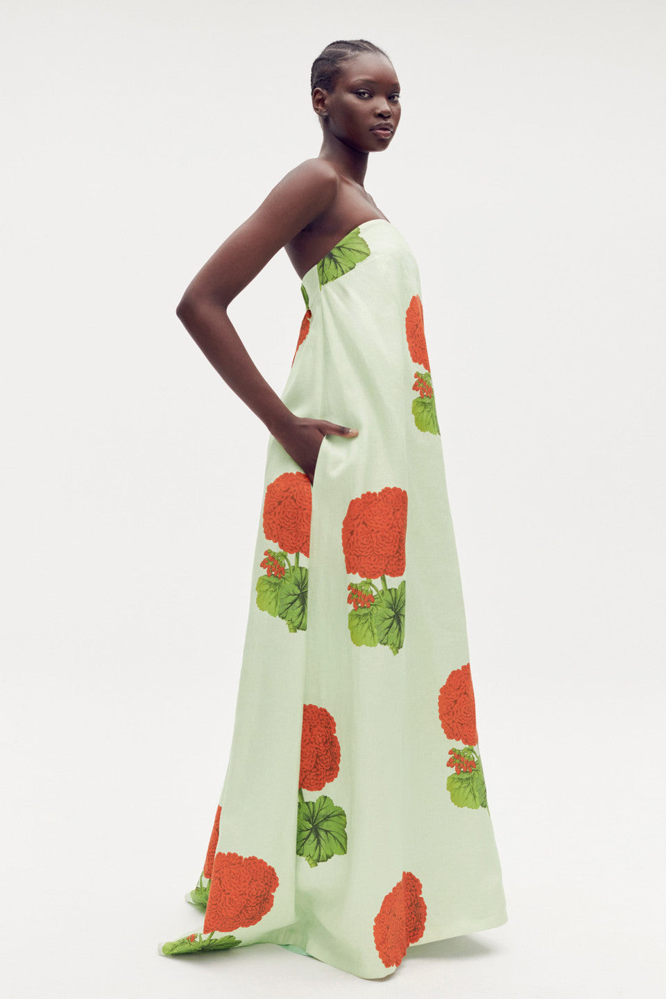 OROTON - POSIE GERANIUM PRINT GOWN - GREEN