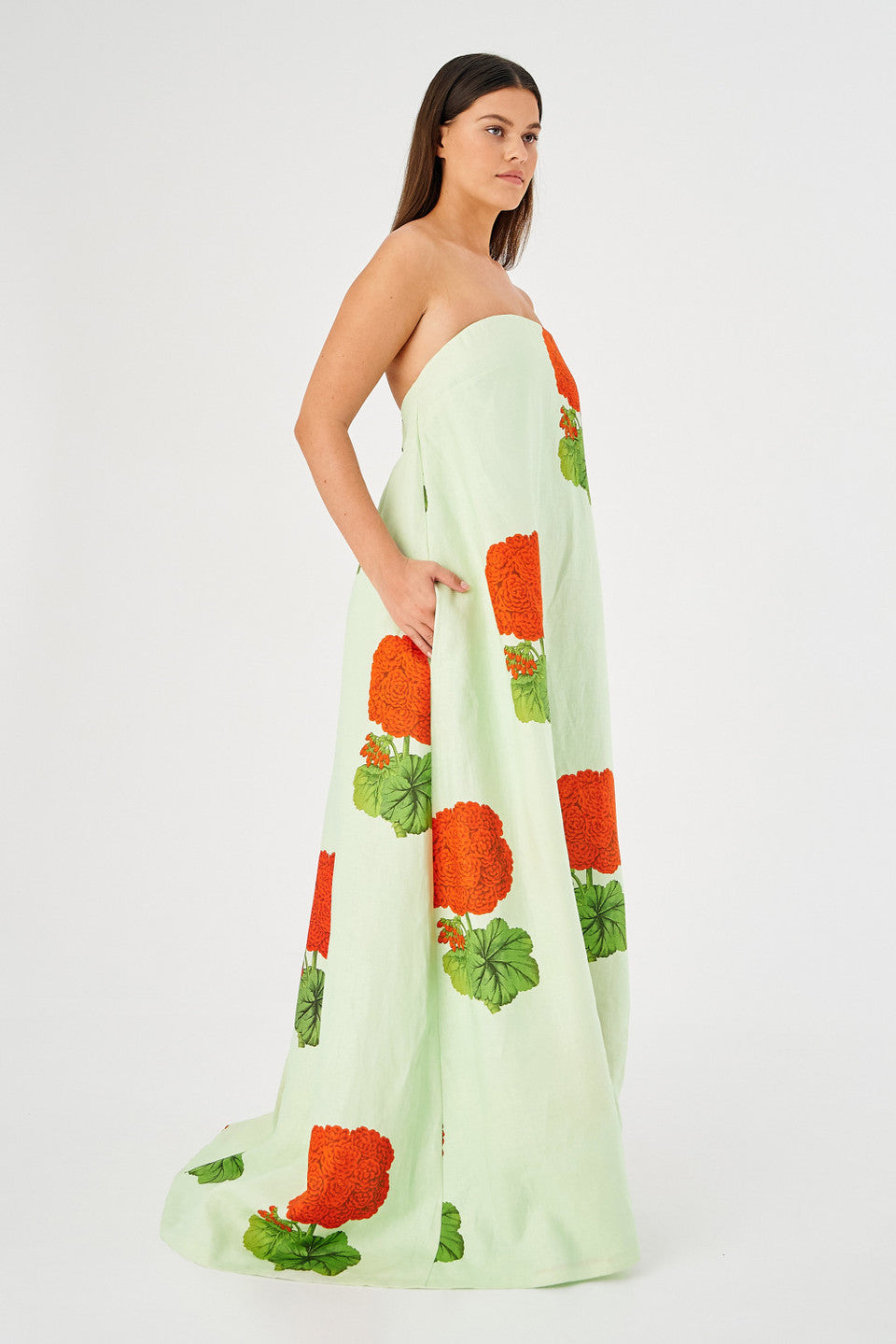 OROTON - POSIE GERANIUM PRINT GOWN - GREEN
