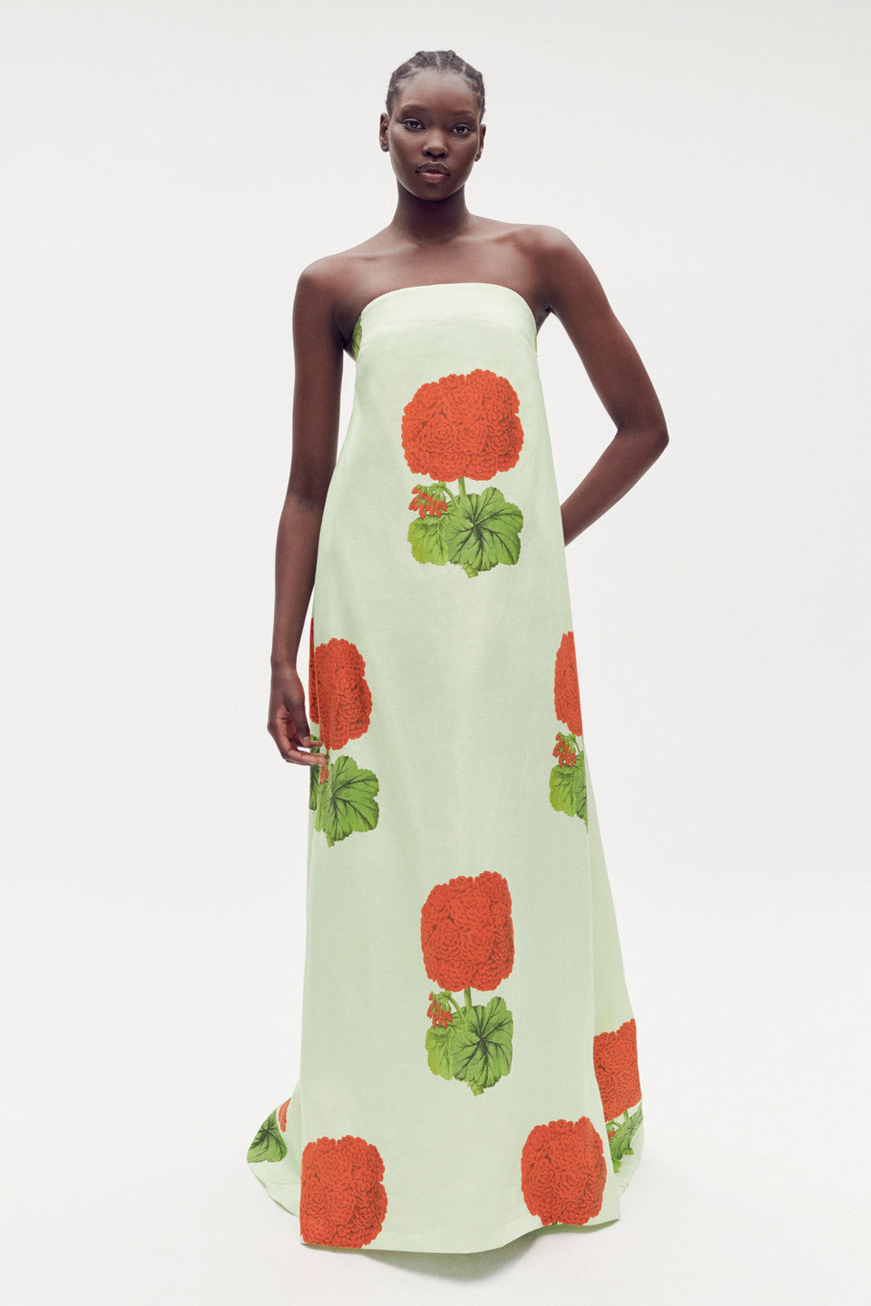 OROTON - POSIE GERANIUM PRINT GOWN - GREEN