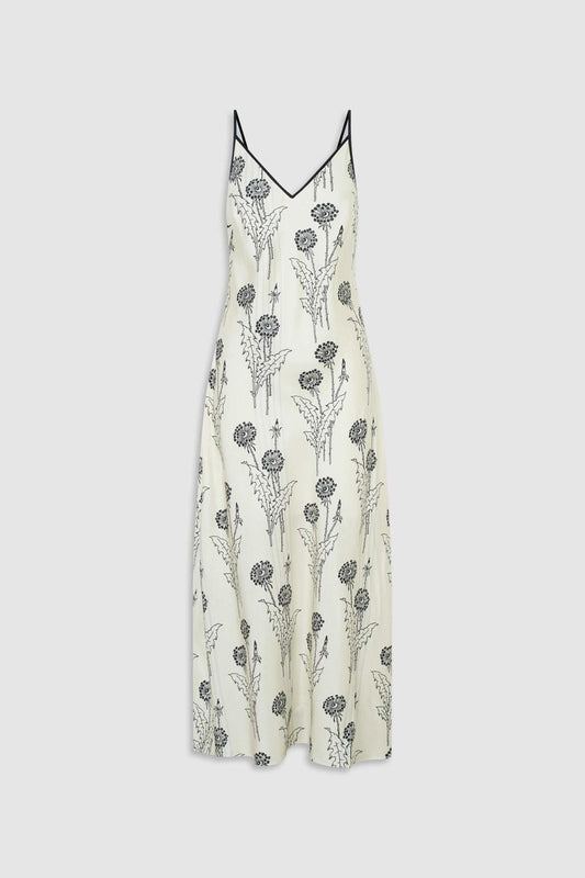 Graphic Dandelion Slip Dress - Ecru