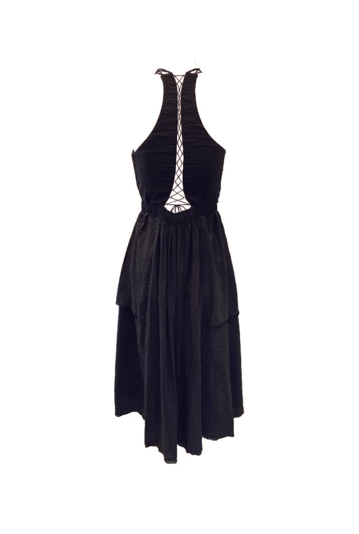 CORSET TIE DRESS - BLACK