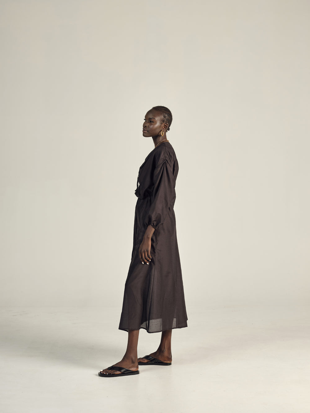 AUTARK - TIE FRONT DRESS - BLACK