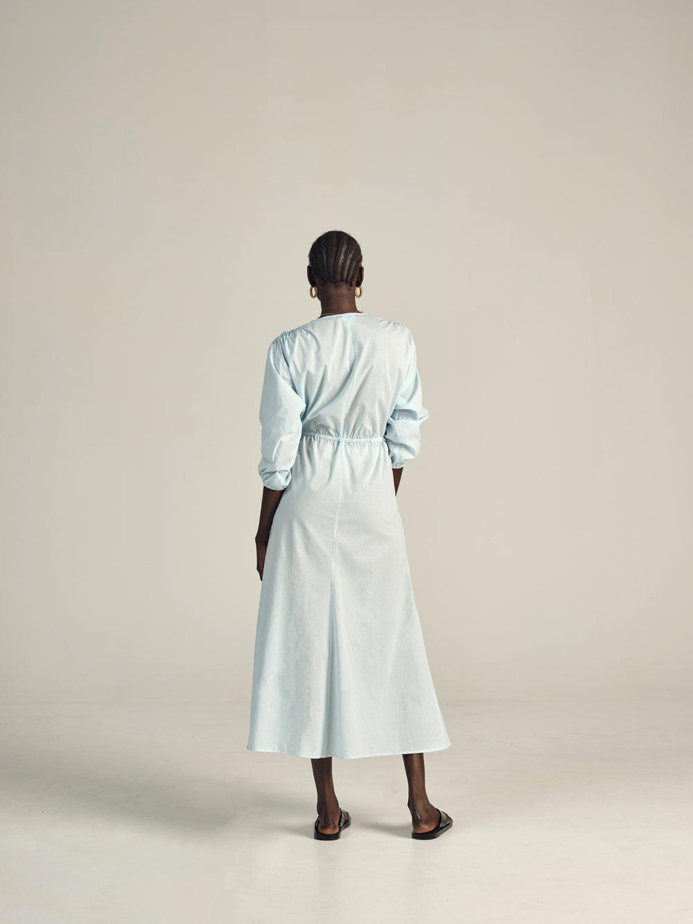 AUTARK - TIE FRONT DRESS - BLUE