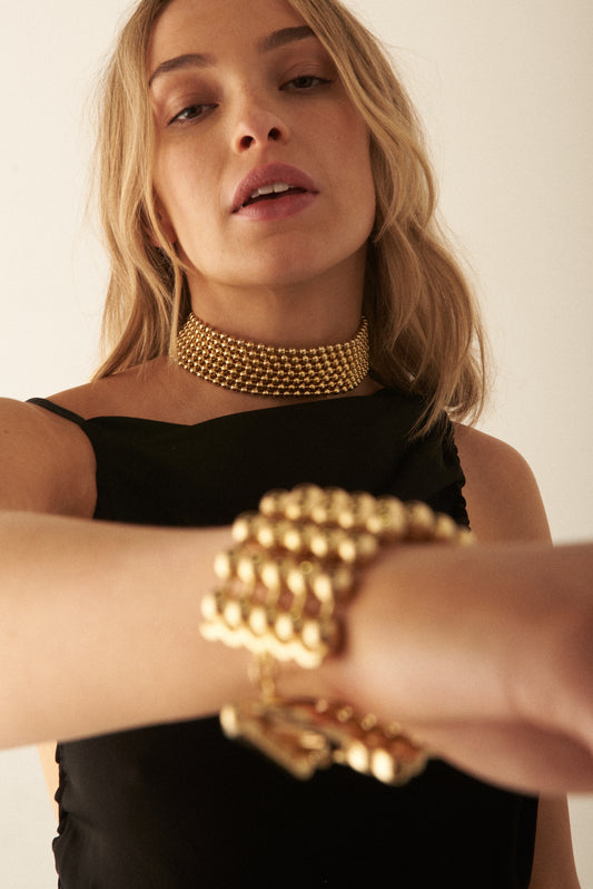 CONSTANTINA VINTAGE - VINTAGE CHRISTIAN DIOR GOLD PLATED CHOCKER NECKLACE & BRACELET