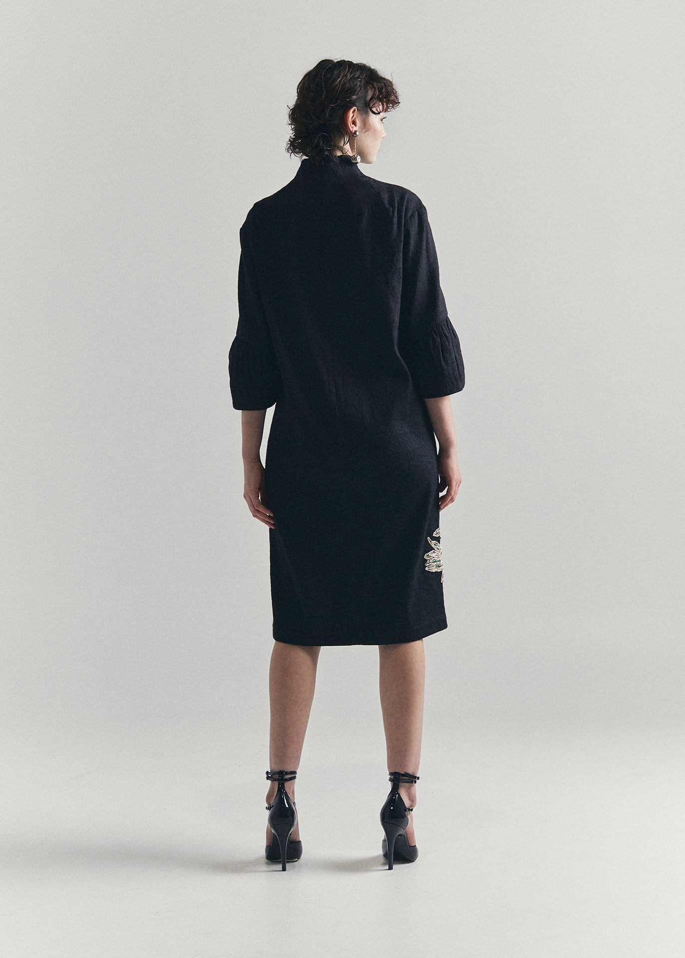 RECIETY - DRIES VAN NORTEN EMBROIDERED DRESS - BLACK