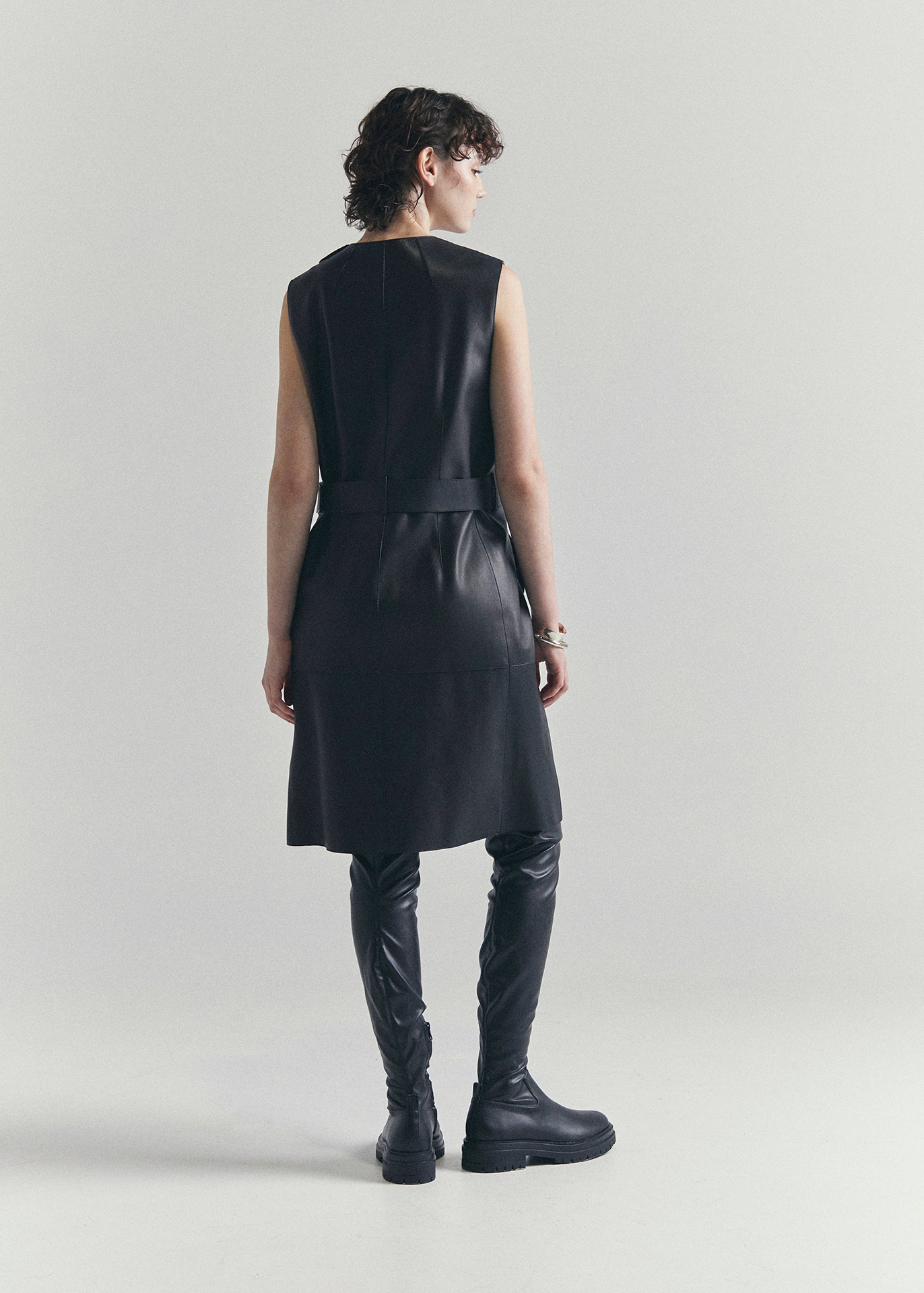 RECIETY - HERMES LEATHER RUNWAY DRESS - BLACK