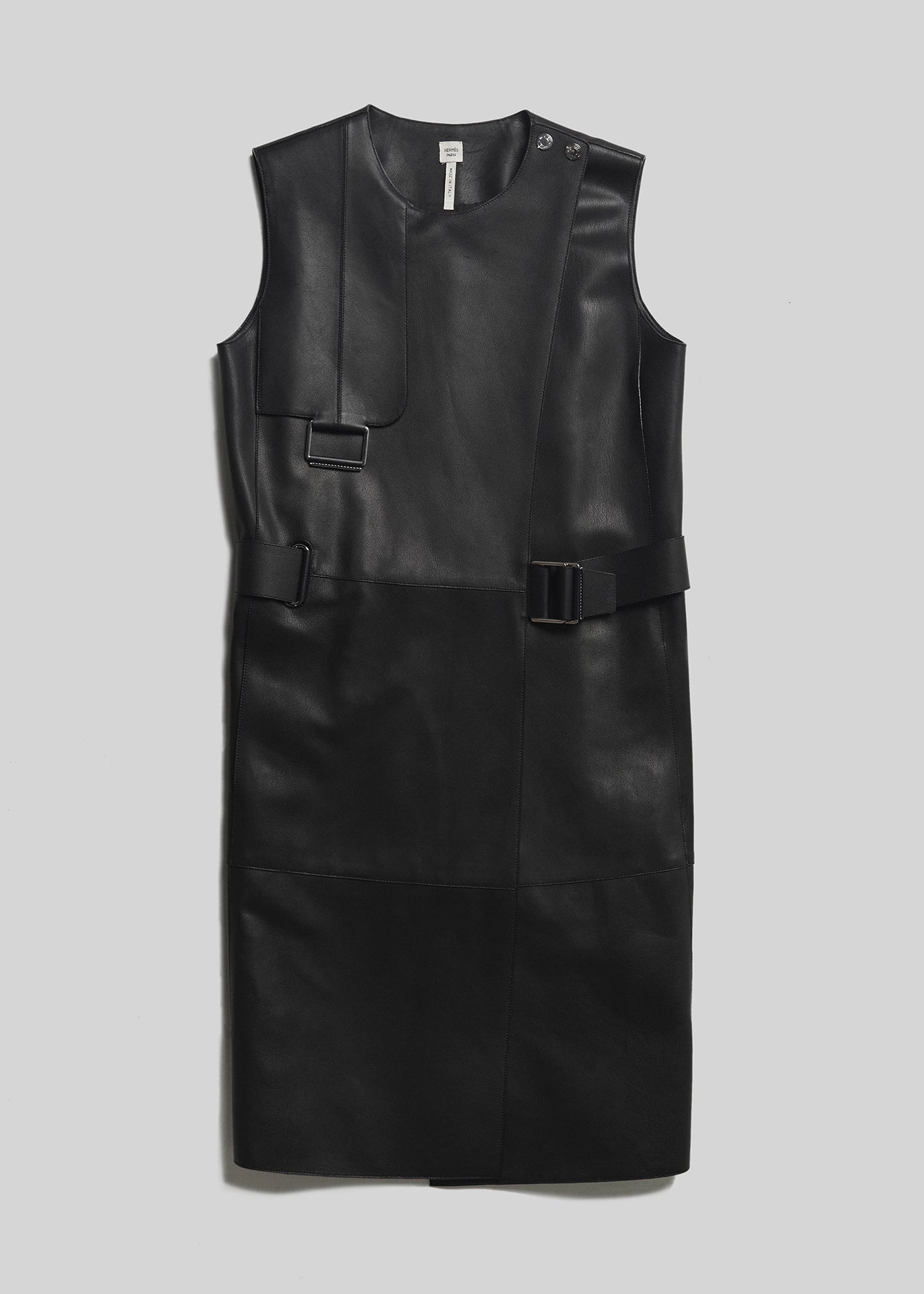RECIETY - HERMES LEATHER RUNWAY DRESS - BLACK