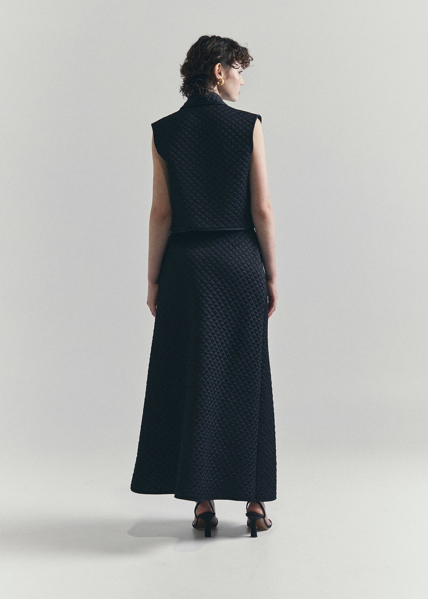 RECIETY - VINTAGE QUILTED TOP & SKIRT SET - BLACK