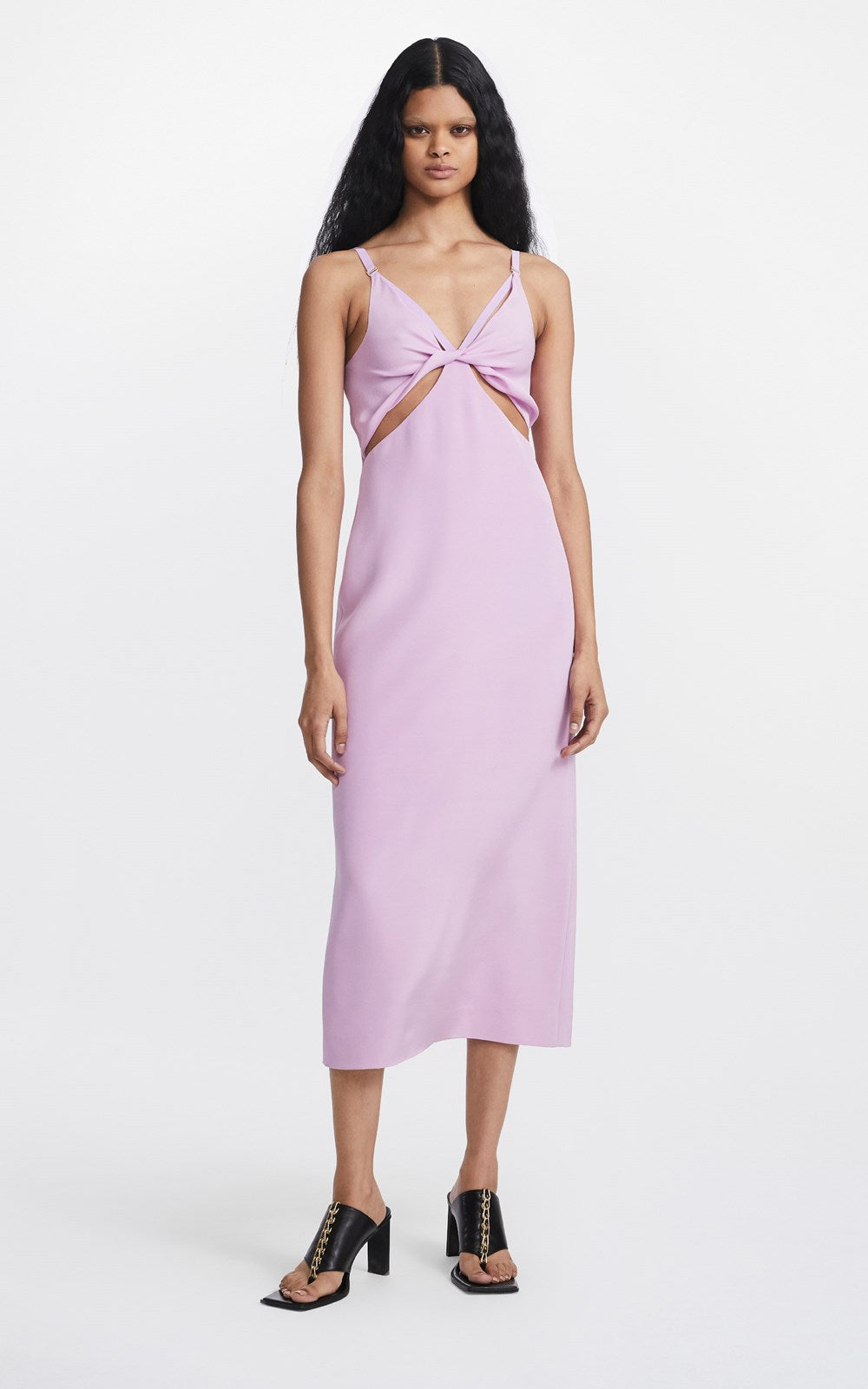 DION LEE - SPLIT TWIST SLIP MIDI DRESS - PURPLE