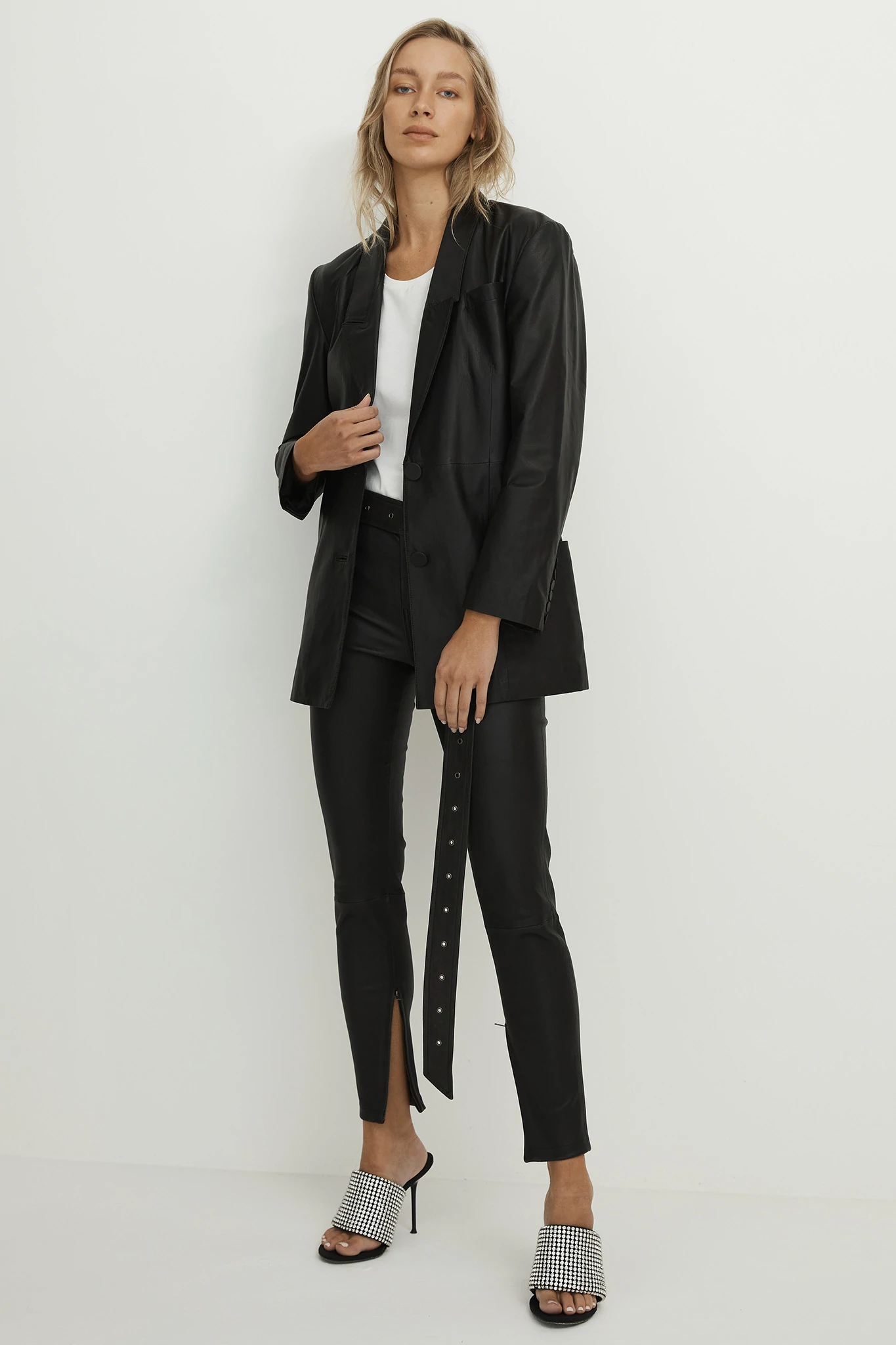 WEST 14TH - BROOME BLAZER LEATHER - BLACK