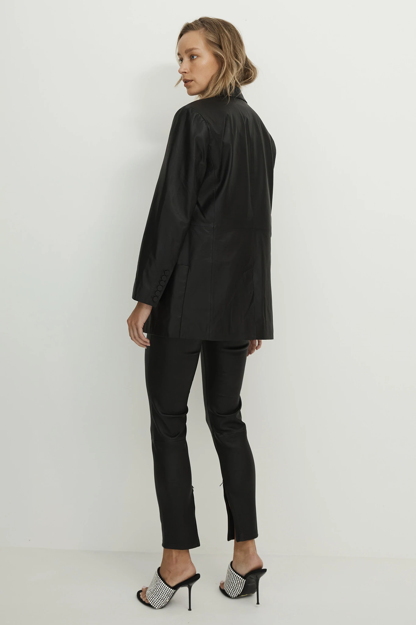 WEST 14TH - BROOME BLAZER LEATHER - BLACK