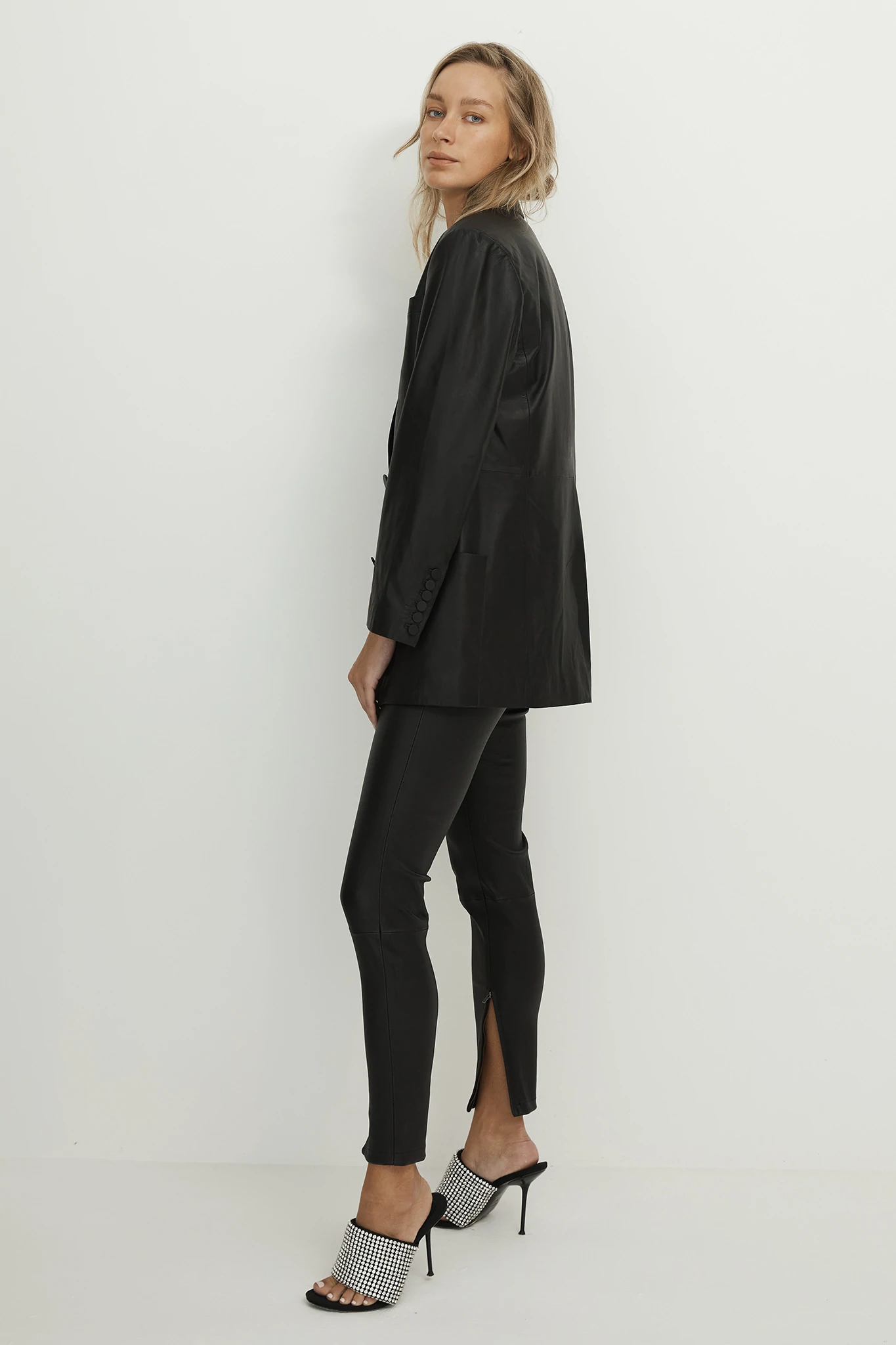 WEST 14TH - BROOME BLAZER LEATHER - BLACK