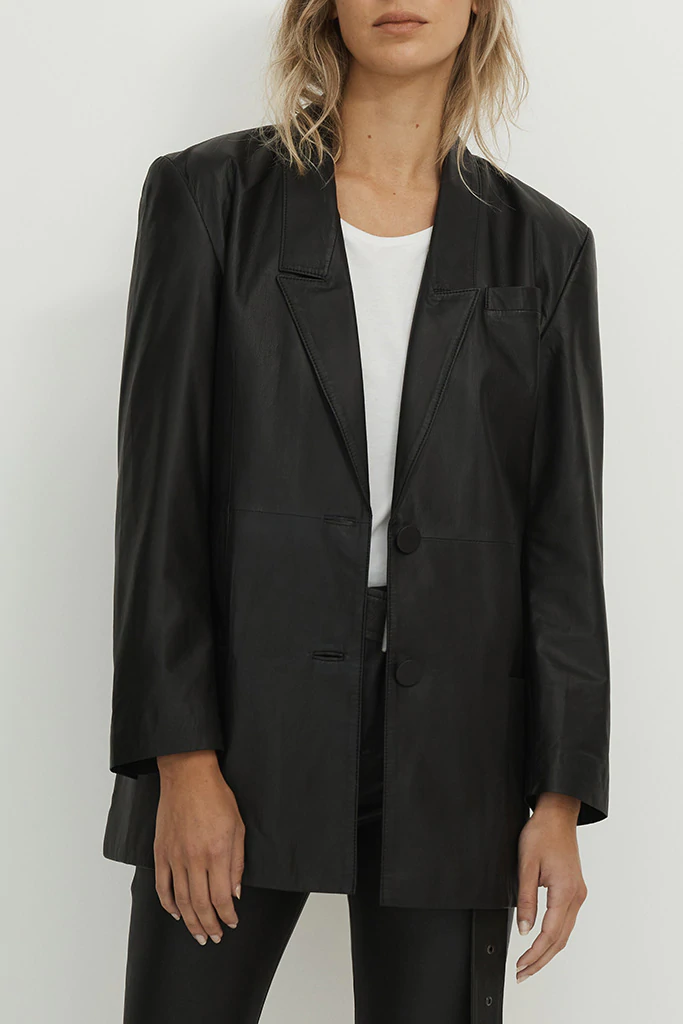 WEST 14TH - BROOME BLAZER LEATHER - BLACK