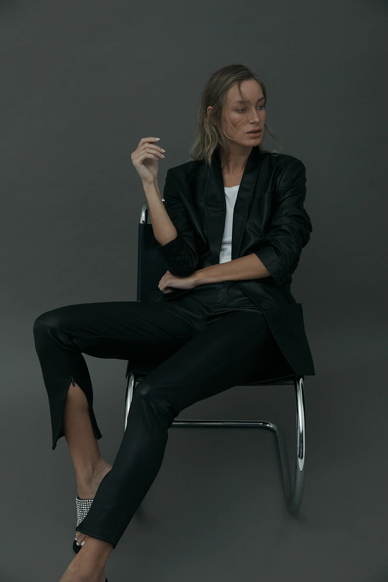 WEST 14TH - BROOME BLAZER LEATHER - BLACK