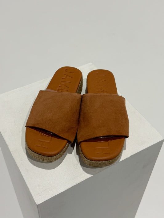 James Smith - Stevie Stacked Tan Suede Size: 10