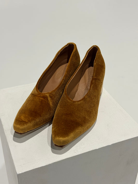 James Smith - Milano Midi Gold Velvet Size: 7