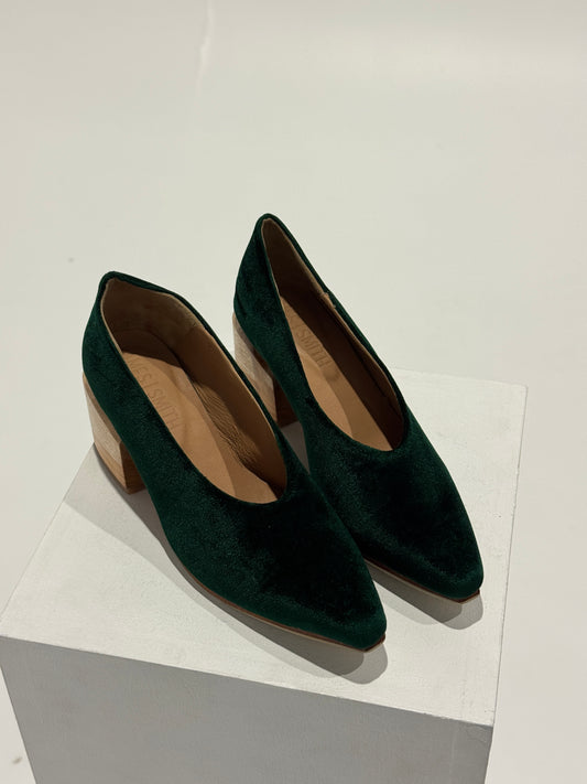 James Smith - Milano Midi Green Velvet Size: 6
