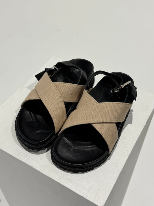 James Smith - Condotti Sandal Cream Canvas Size: 5
