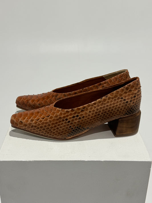 James Smith - Milano Midi Tan Snake Size: 6