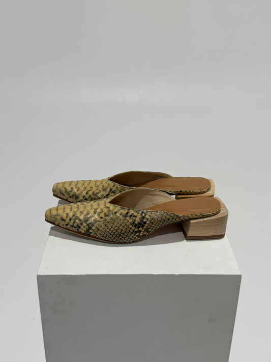 James Smith - Emilia Mule Crema Snake Size: 6