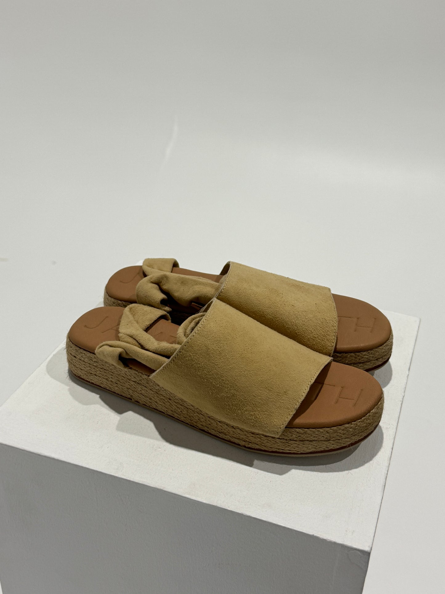 James Smith - The Wrap Espadrille Sand Suede Size: 9