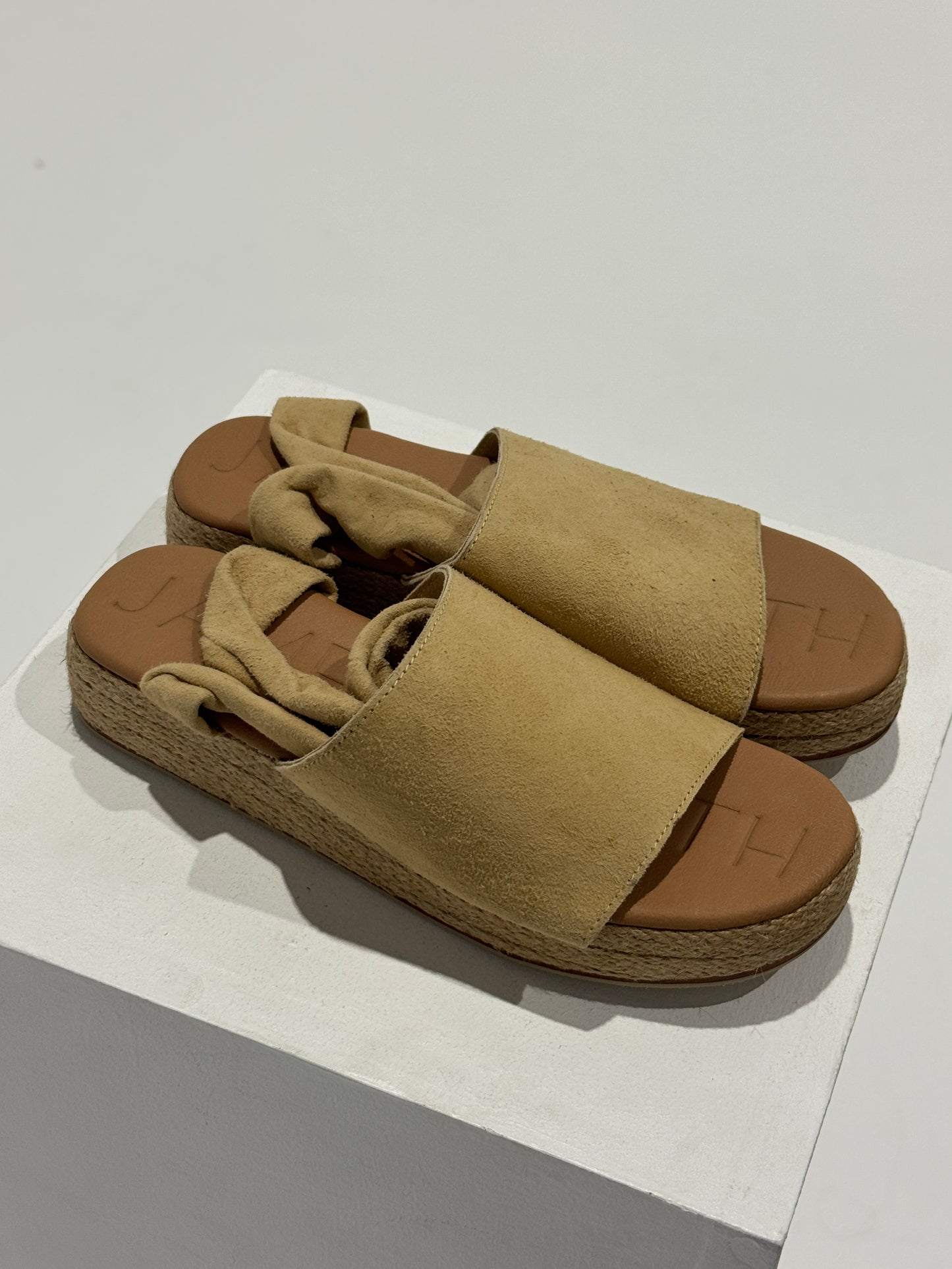 James Smith - The Wrap Espadrille Sand Suede Size: 9