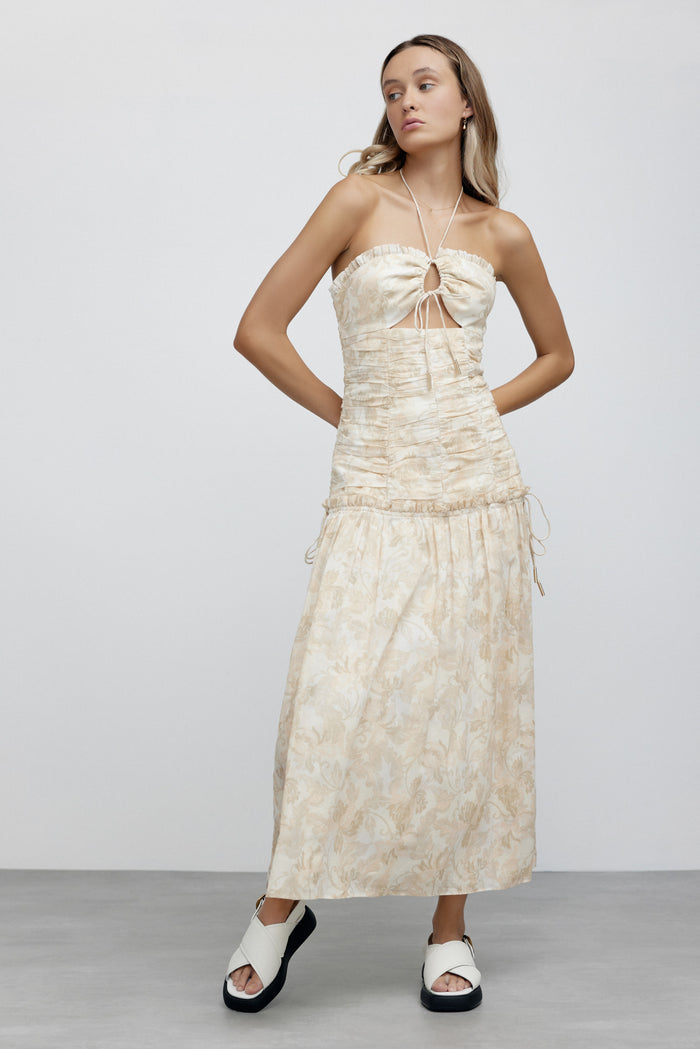SIGNIFICANT OTHER Scarlett Midi Dress - Almond Stencil Floral