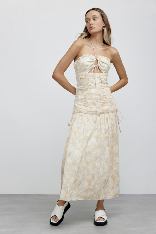 SIGNIFICANT OTHER Scarlett Midi Dress - Almond Stencil Floral