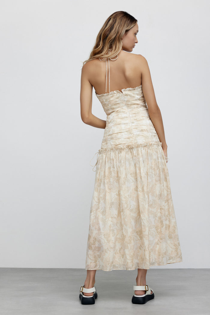 SIGNIFICANT OTHER Scarlett Midi Dress - Almond Stencil Floral