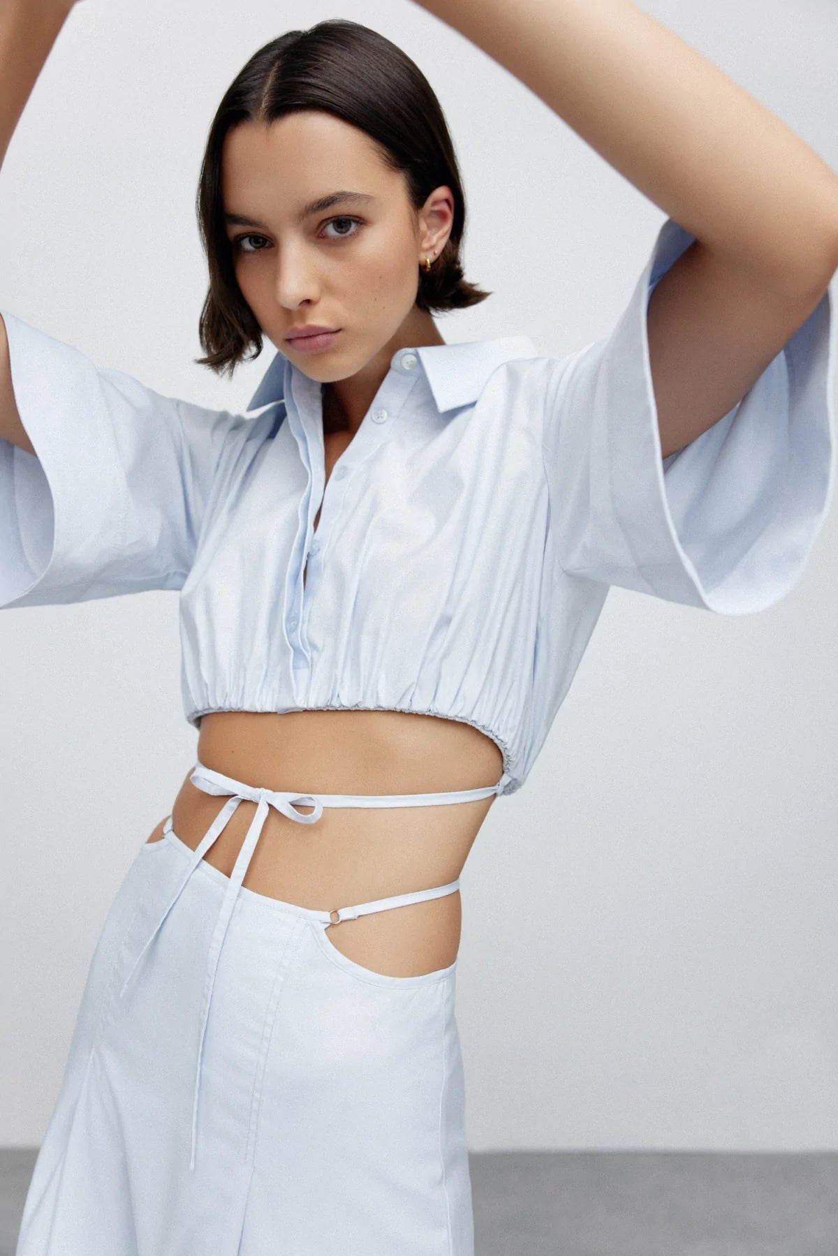 SIGNIFICANT OTHER Addison Cropped Shirt - Powder Blue