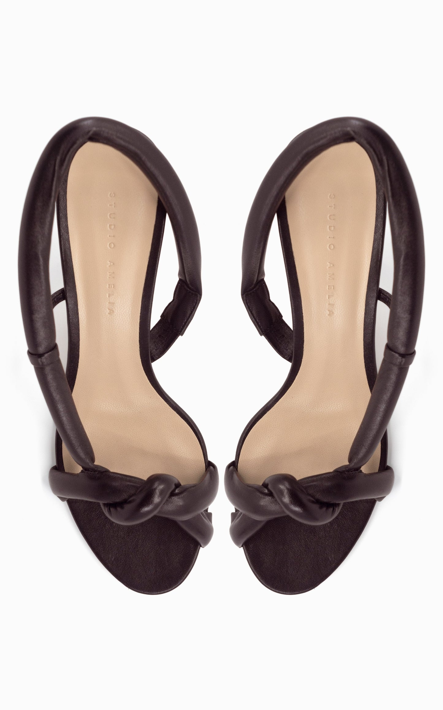 STUDIO AMELIA Tubular Pretzel 70 Heel - Chocolate