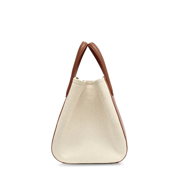 Eight mini leather canvas tan bag