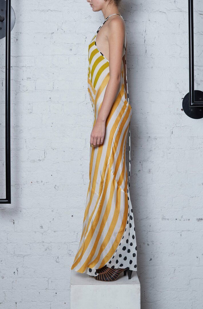 Monarch Bias Halter Dress - Multiprint