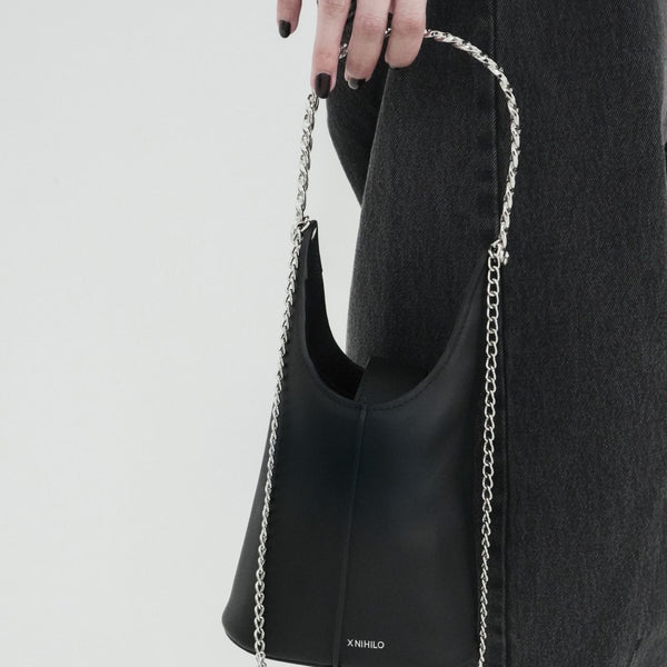 Cleo leather black mini bucket bag