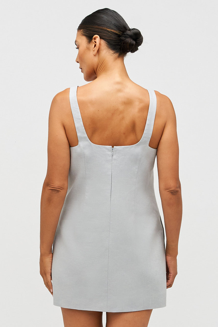 Mini Sequin Flower Shift Dress - Oyster