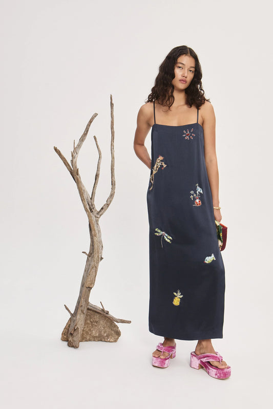 FONTAINE SLIP MIDI DRESS - RENT
