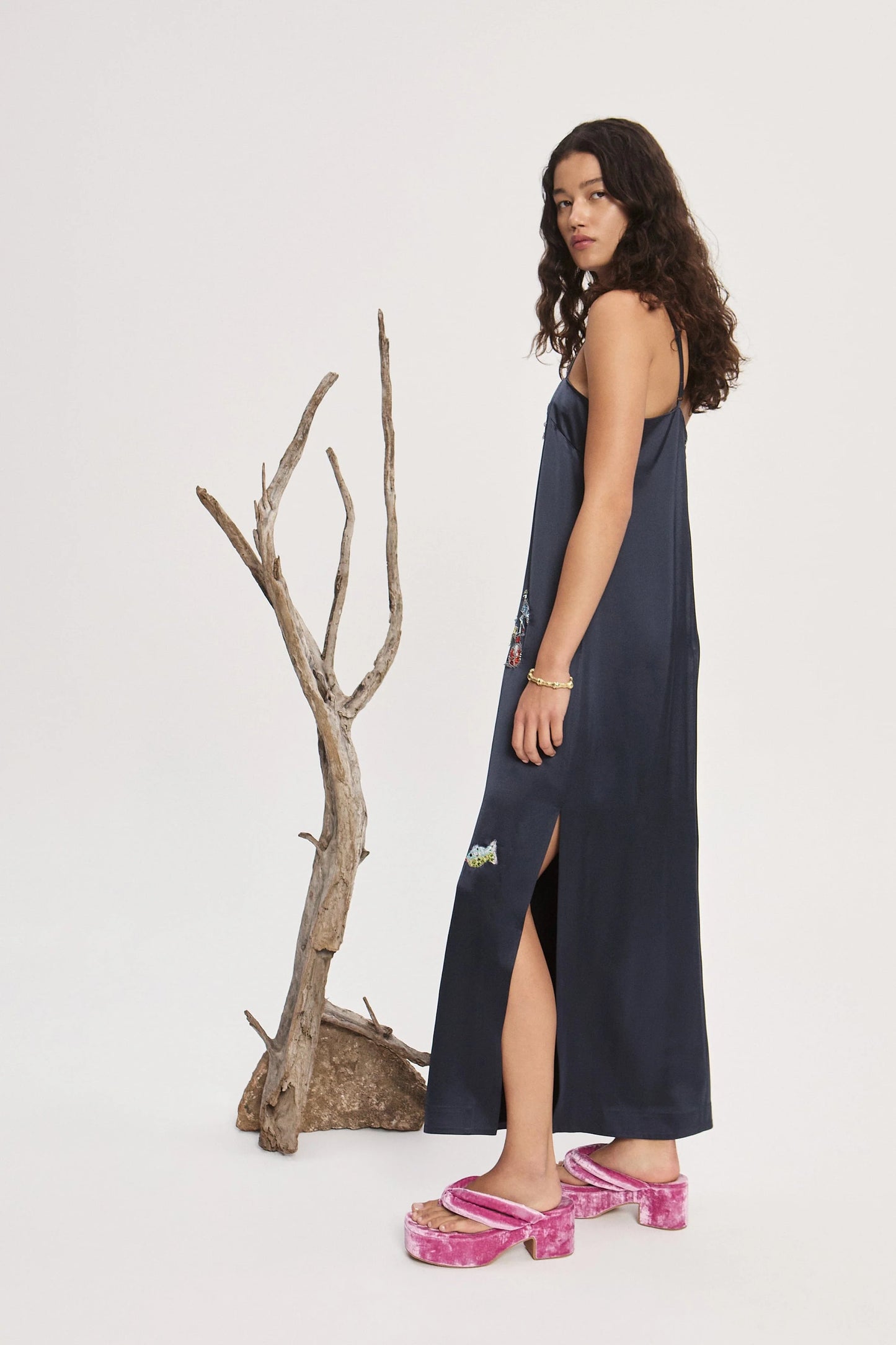 FONTAINE SLIP MIDI DRESS - RENT