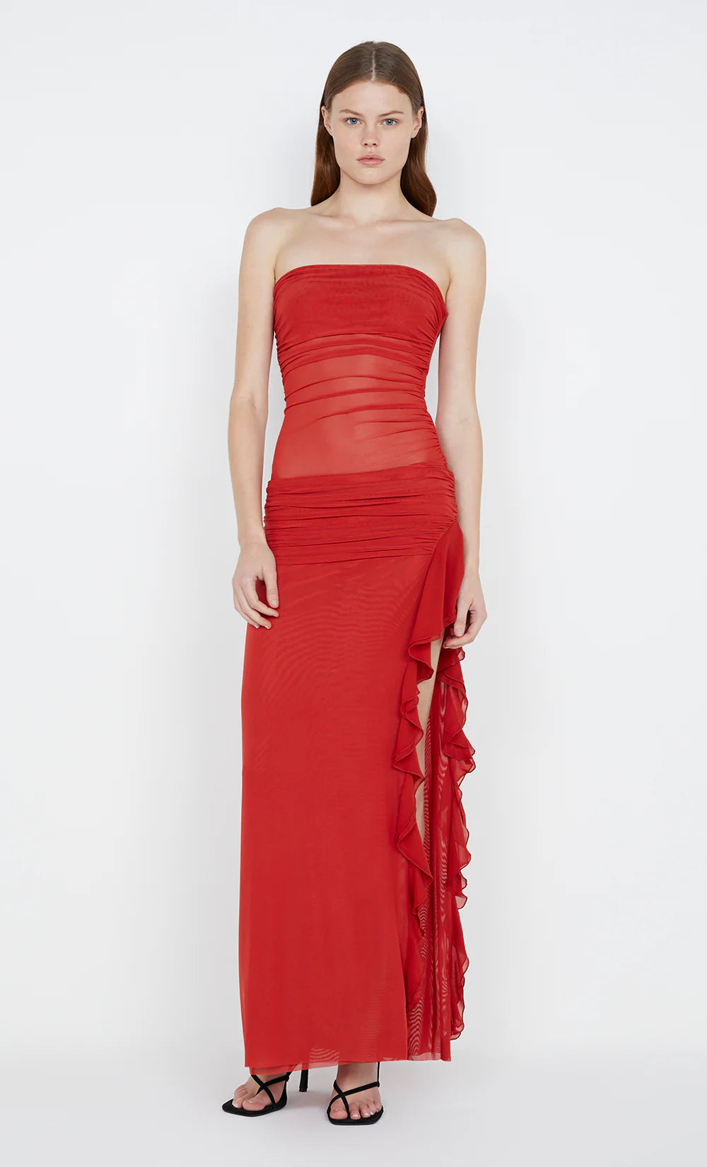 CELYSE STRAPLESS DRESS - RED