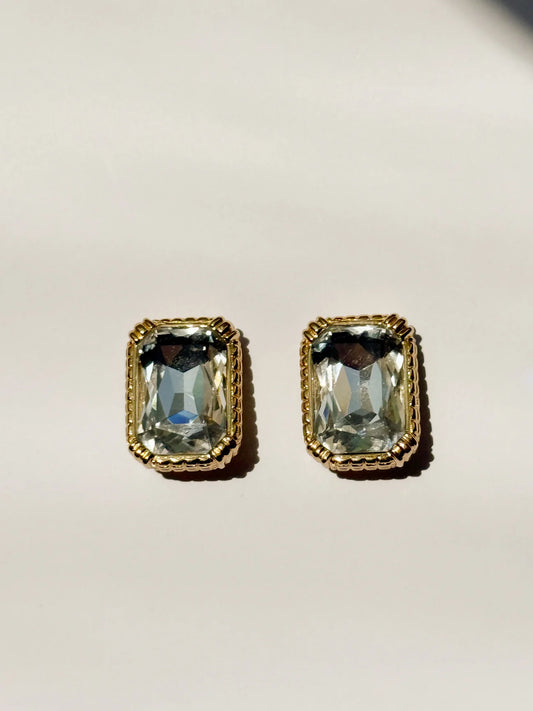 Christian Dior rare 1980's emerald cut crystal earrings