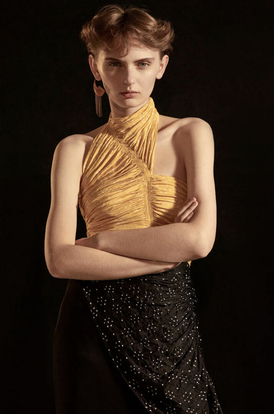 HAND SHIBORI SILK CORSET