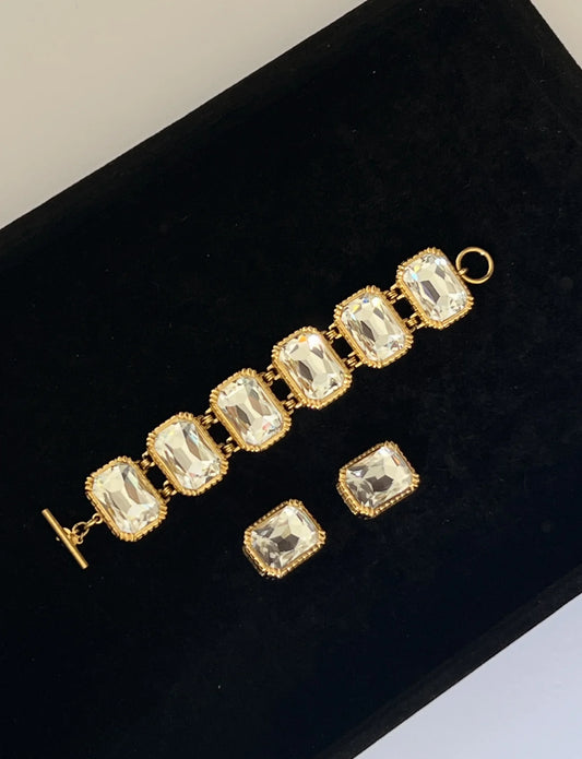 Christian Dior rare 1980's emerald cut crystal set