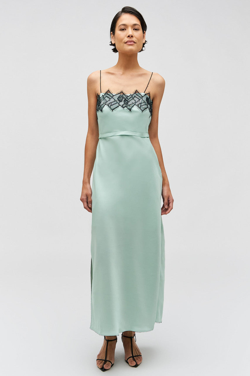 Fringe Lace Slip Dress - Mint Ice