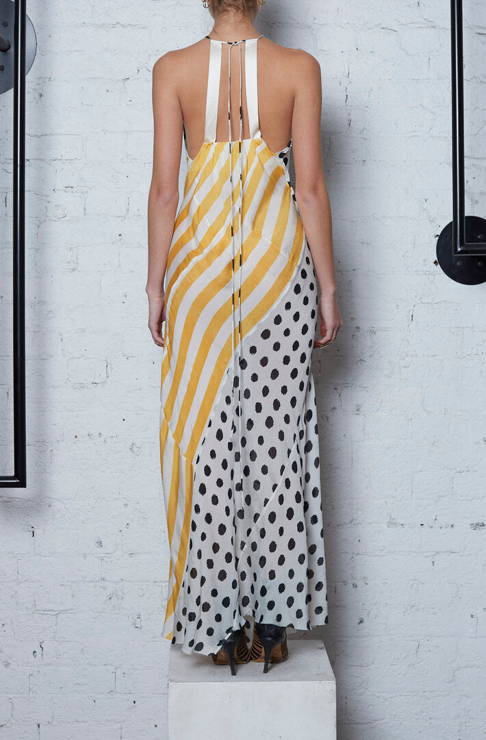 Monarch Bias Halter Dress - Multiprint