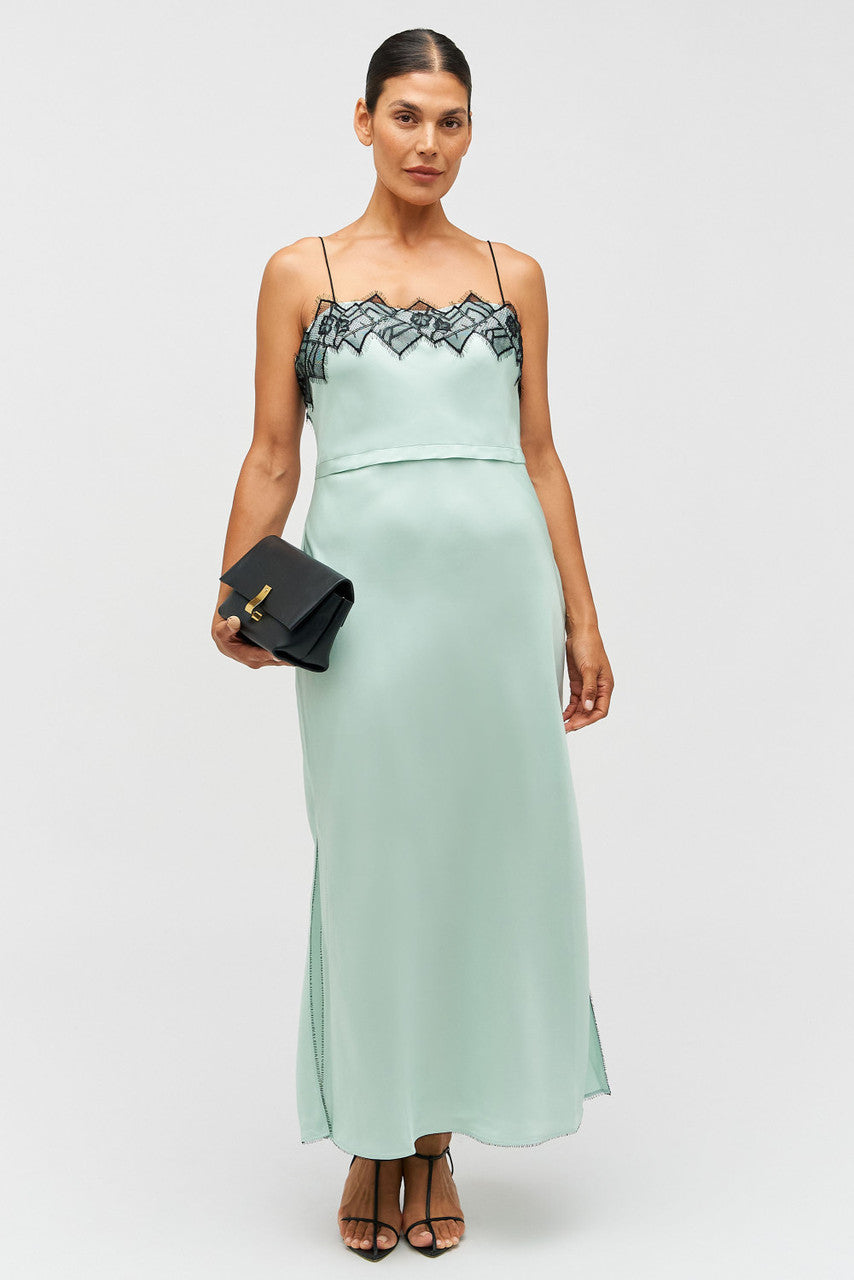Fringe Lace Slip Dress - Mint Ice