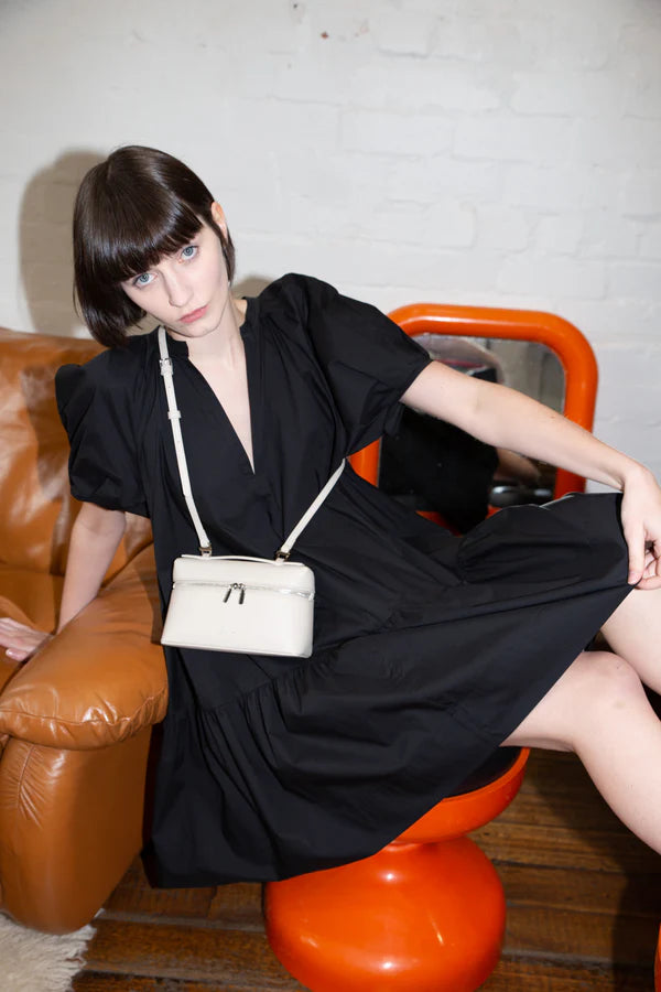 Number 2 ivory white leather handbag